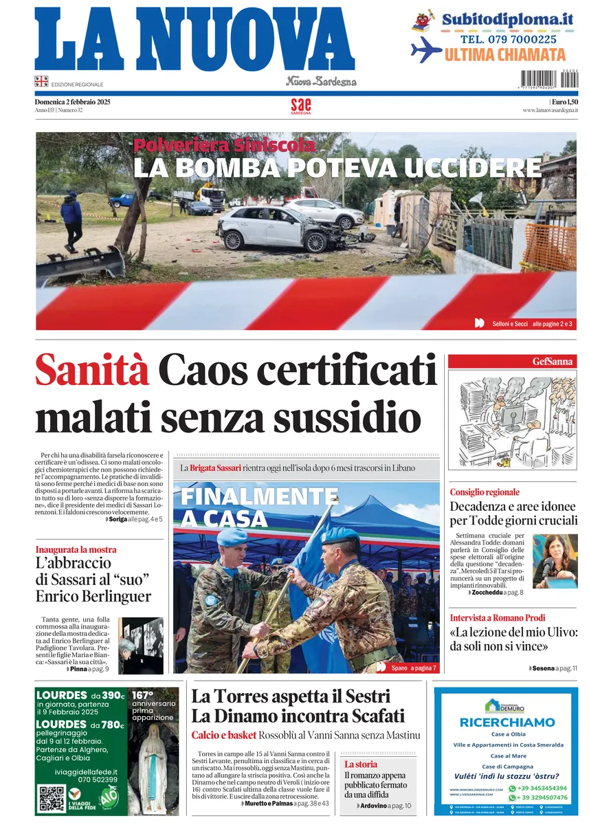 Prima-pagina-la-nuova-sardegna-oggi-oggi-edizione-del-2025-02-02