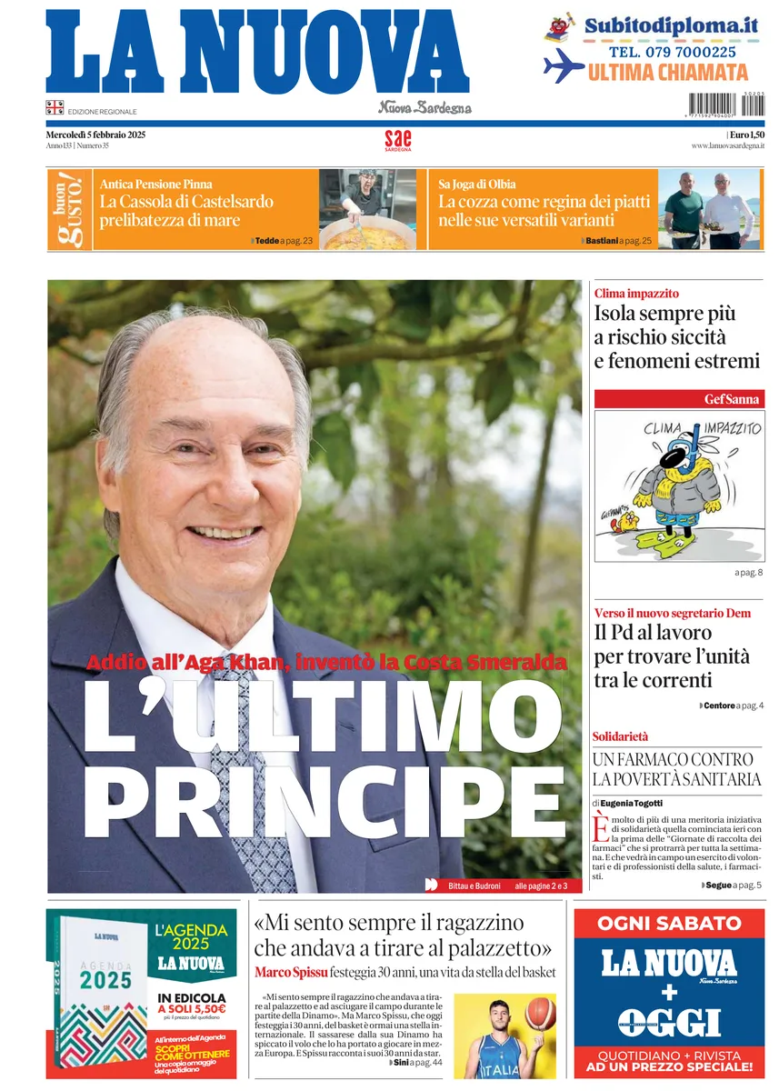 Prima-pagina-la-nuova-sardegna-oggi-oggi-edizione-del-2025-02-05