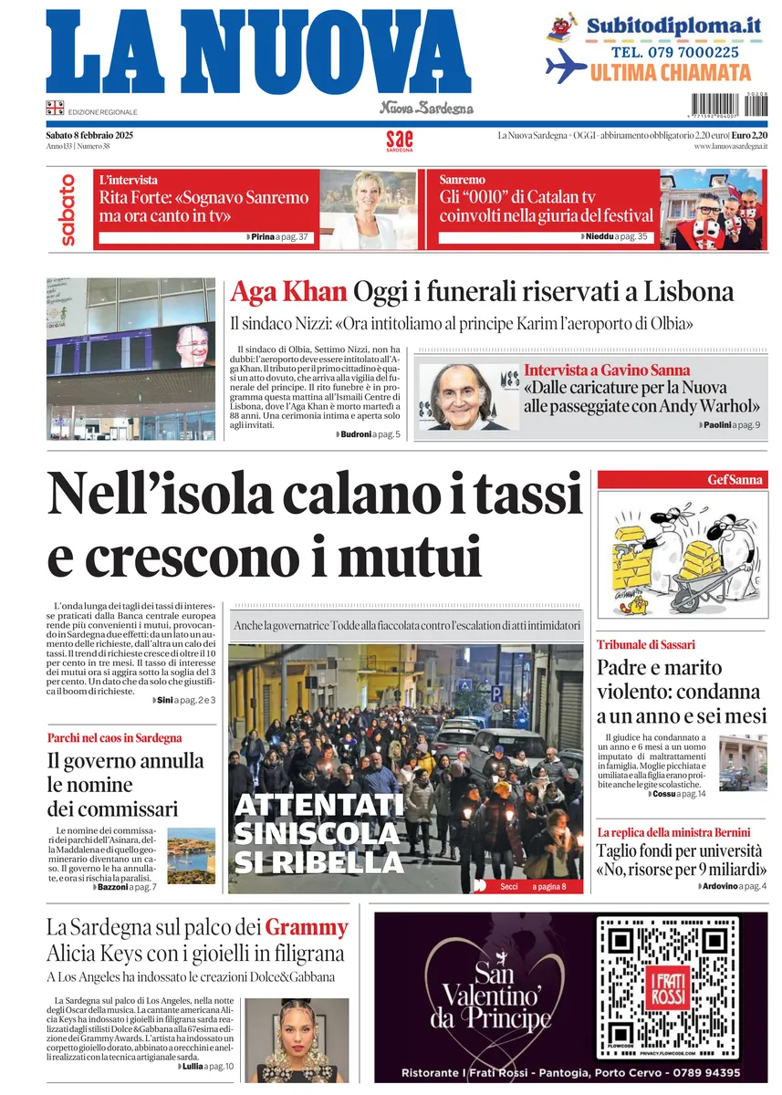 Prima-pagina-la-nuova-sardegna-oggi-oggi-edizione-del-2025-02-08