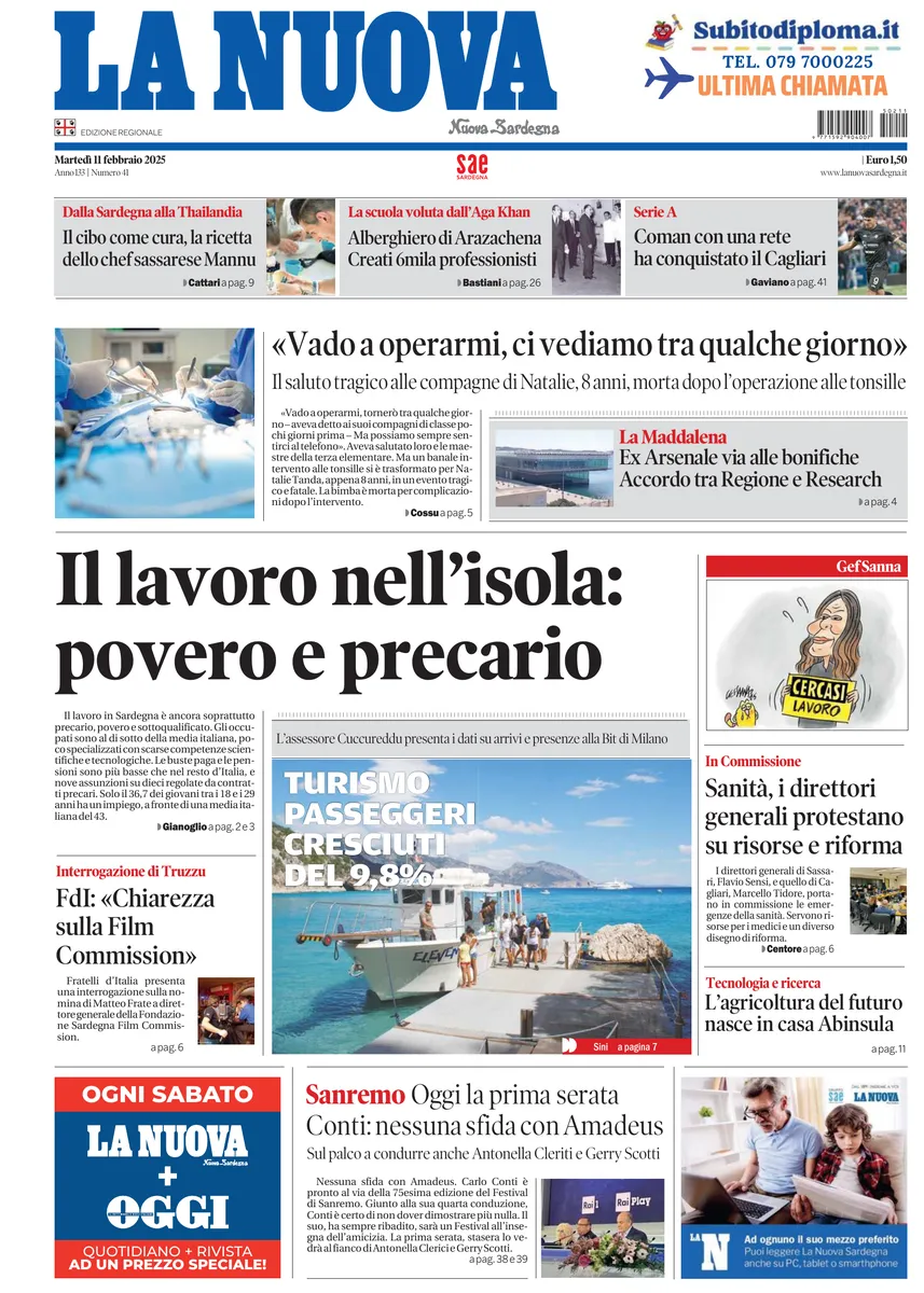 Prima-pagina-la-nuova-sardegna-oggi-oggi-edizione-del-2025-02-11