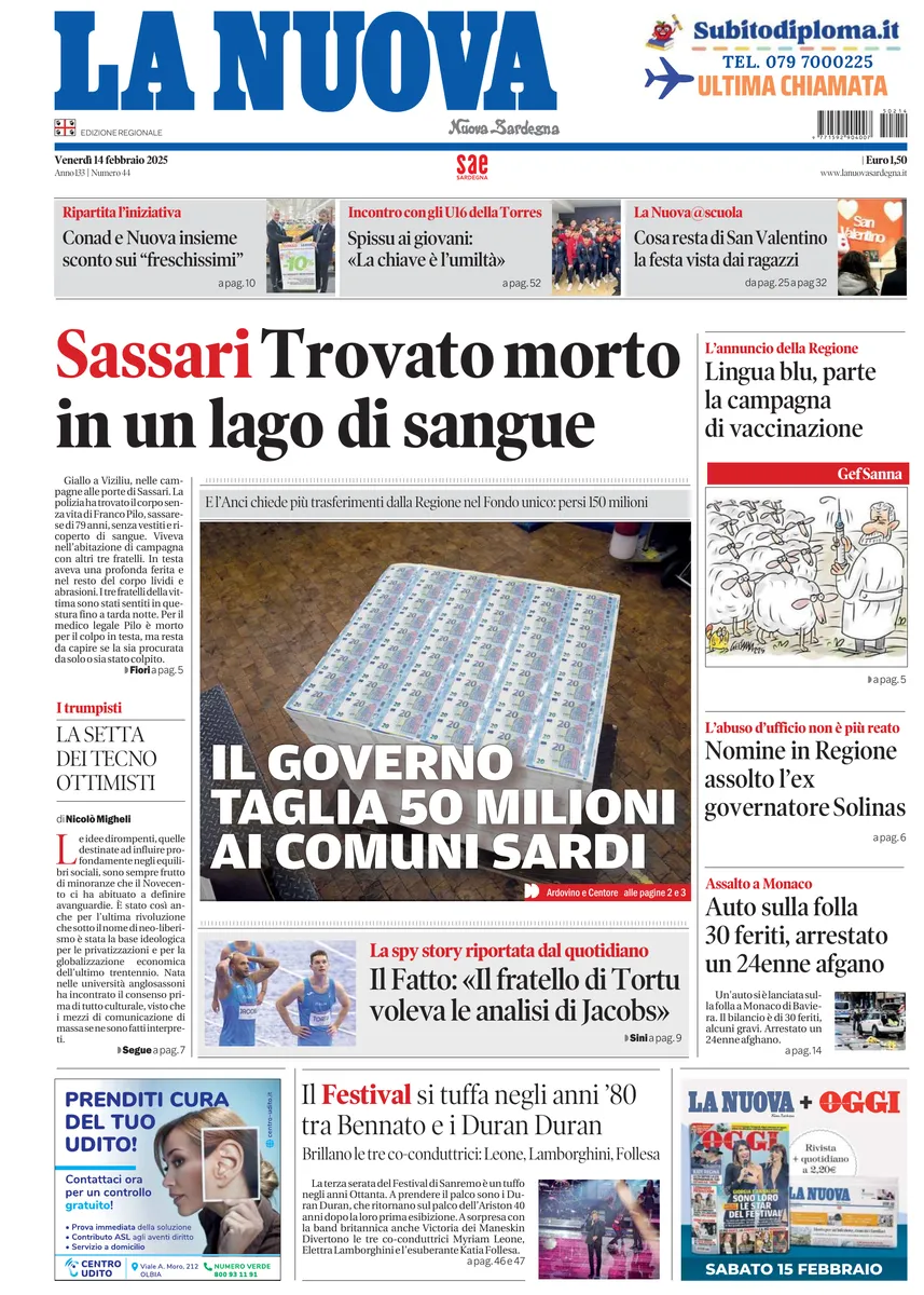 Prima-pagina-la-nuova-sardegna-oggi-oggi-edizione-del-2025-02-14