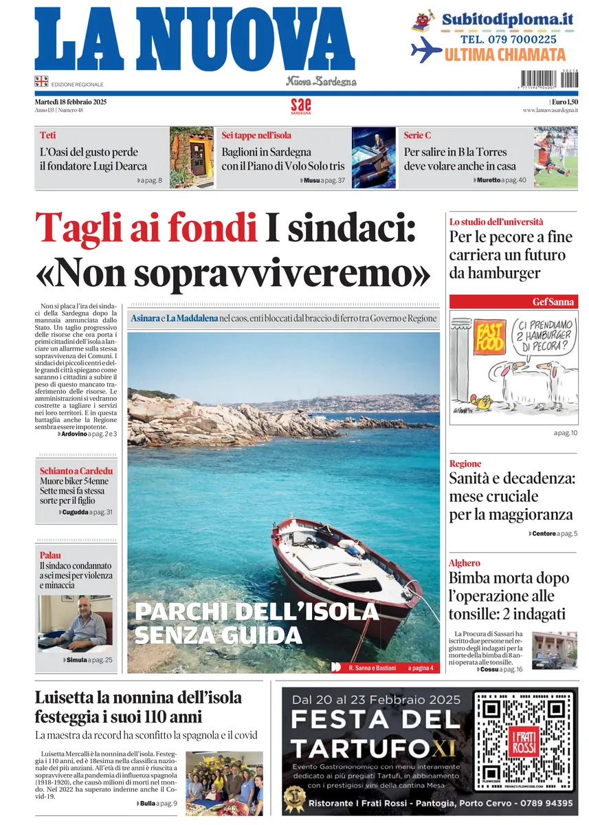 Prima-pagina-la-nuova-sardegna-oggi-oggi-edizione-del-2025-02-18