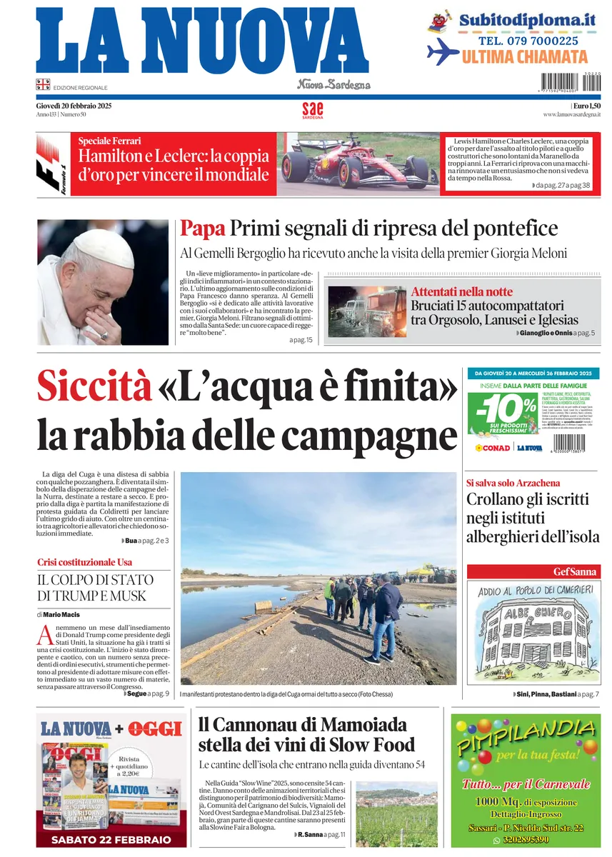 Prima-pagina-la-nuova-sardegna-oggi-oggi-edizione-del-2025-02-20