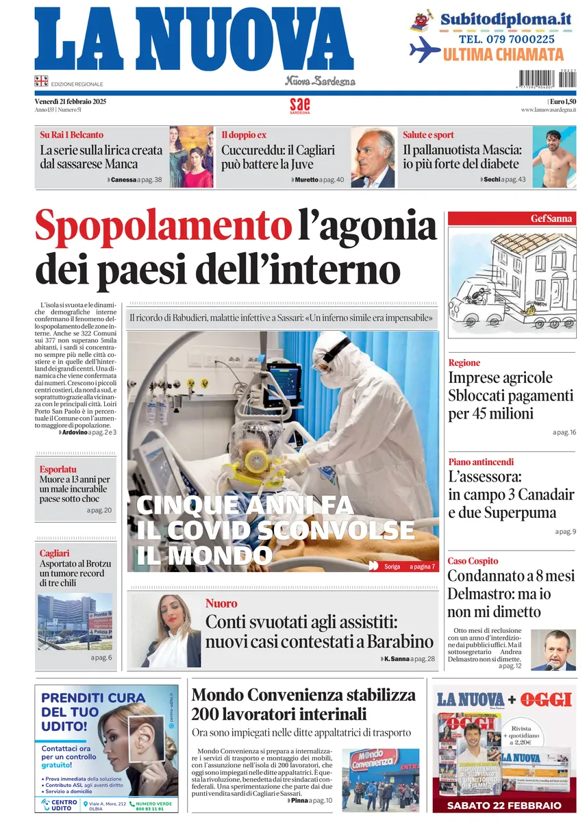 Prima-pagina-la-nuova-sardegna-oggi-oggi-edizione-del-2025-02-21