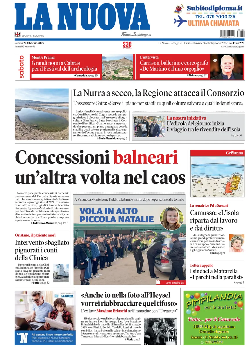 Prima-pagina-la-nuova-sardegna-oggi-oggi-edizione-del-2025-02-22