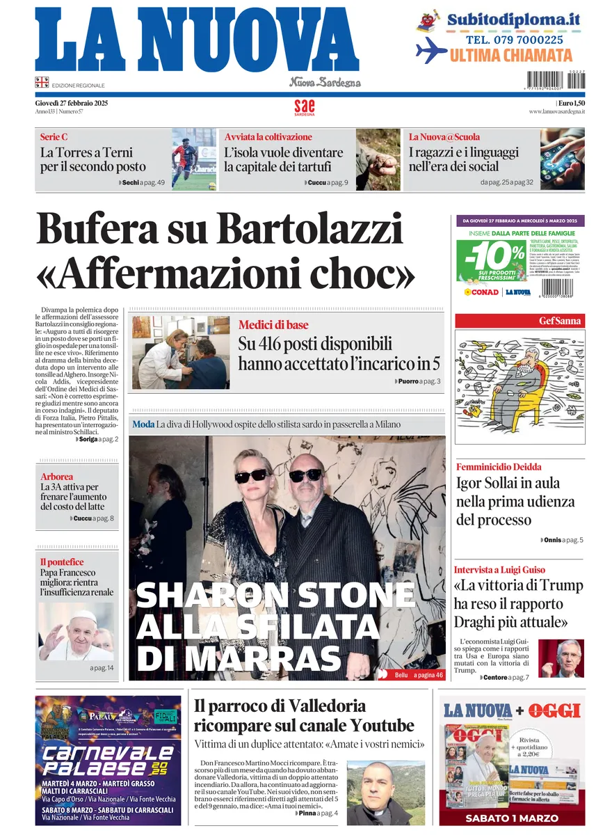 Prima-pagina-la-nuova-sardegna-oggi-oggi-edizione-del-2025-02-27