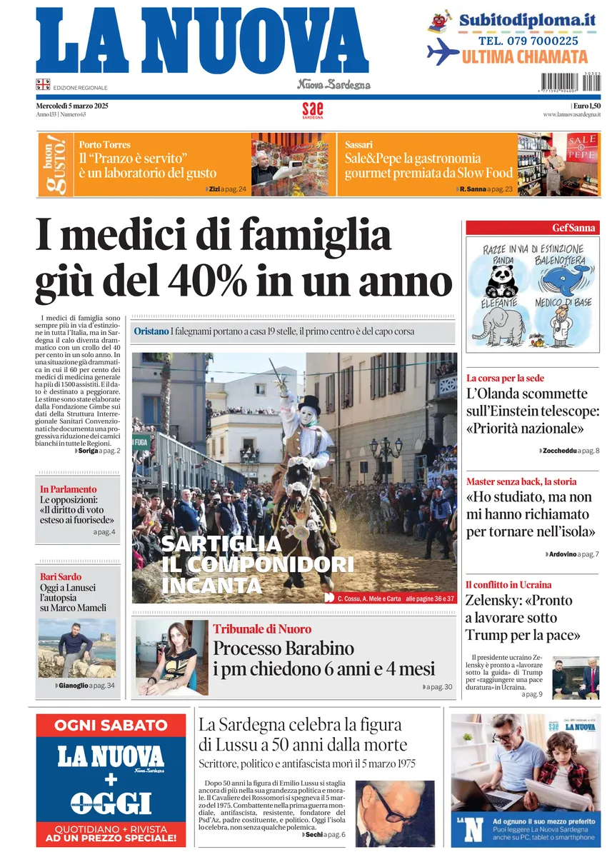 Prima-pagina-la-nuova-sardegna-oggi-oggi-edizione-del-2025-03-05