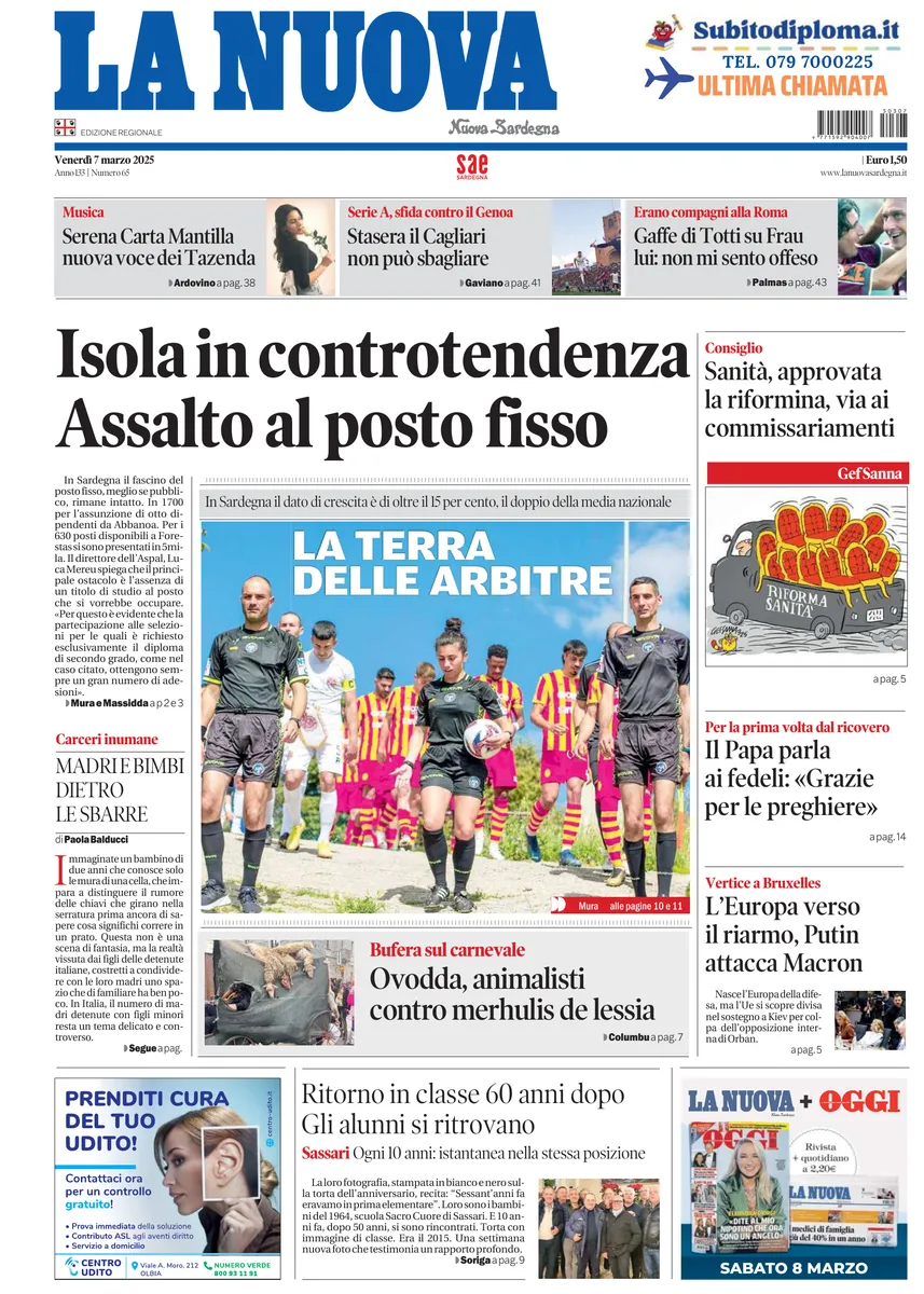 Prima-pagina-la-nuova-sardegna-oggi-oggi-edizione-del-2025-03-07