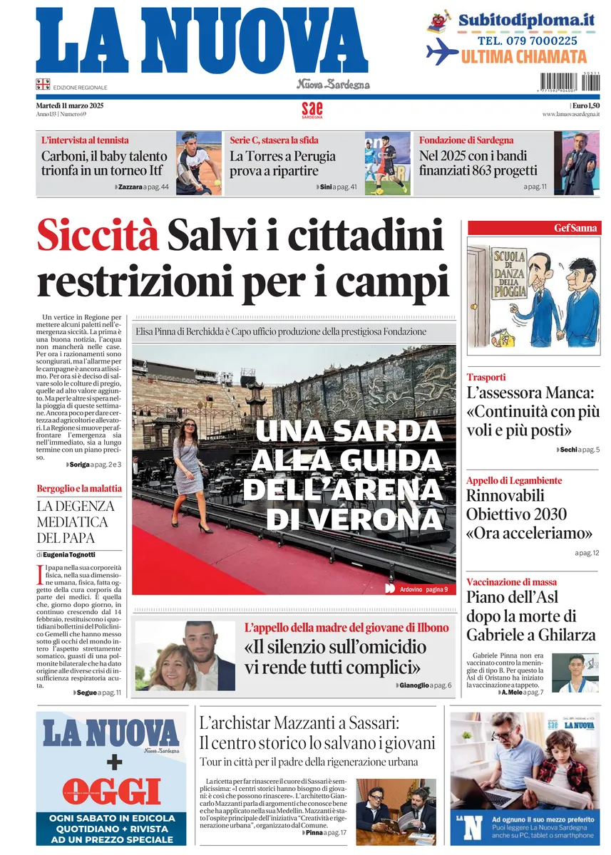 Prima-pagina-la-nuova-sardegna-oggi-oggi-edizione-del-2025-03-11