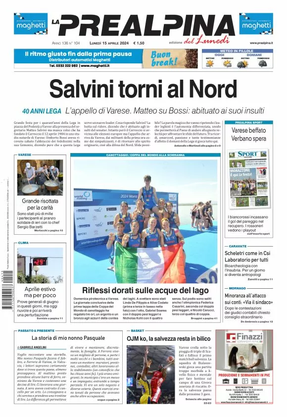 Prima-pagina-la-prealpina-oggi-oggi-edizione-del-2024-04-15