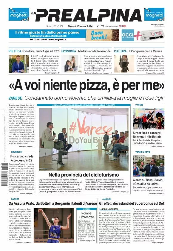 Prima-pagina-la-prealpina-oggi-oggi-edizione-del-2024-04-18