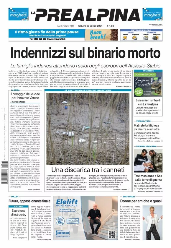 Prima-pagina-la-prealpina-oggi-oggi-edizione-del-2024-04-20