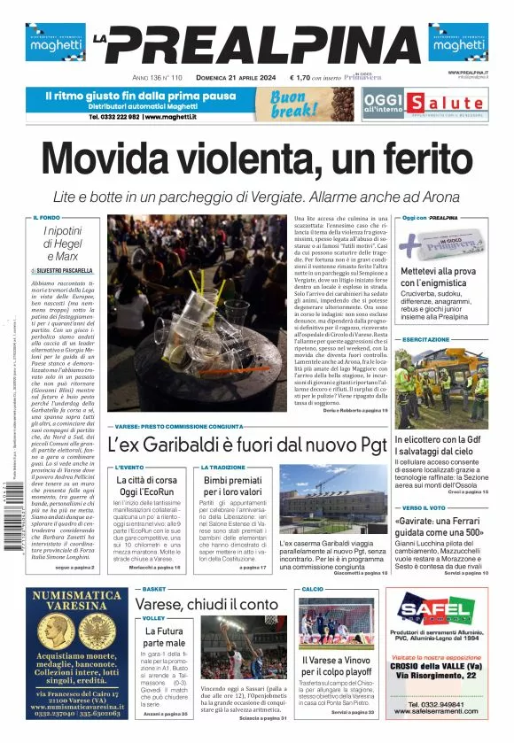 Prima-pagina-la-prealpina-oggi-oggi-edizione-del-2024-04-21