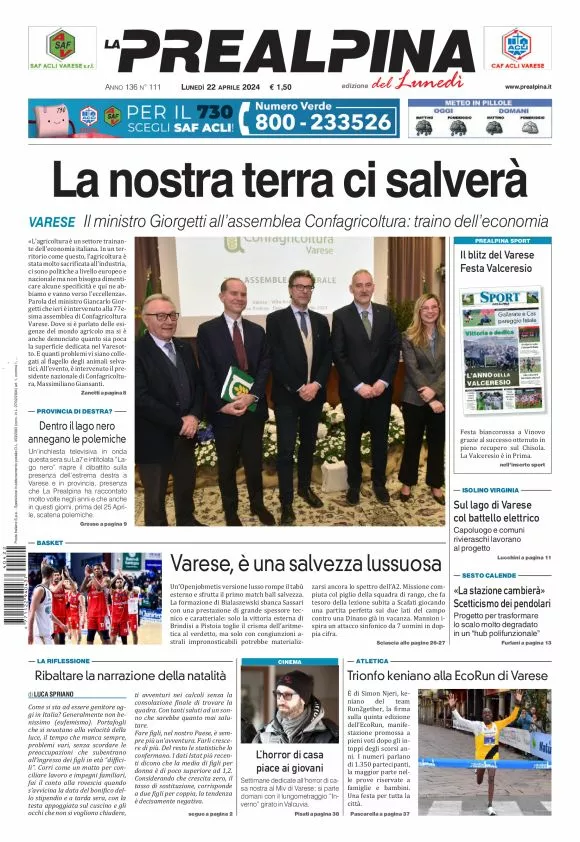 Prima-pagina-la-prealpina-oggi-oggi-edizione-del-2024-04-22