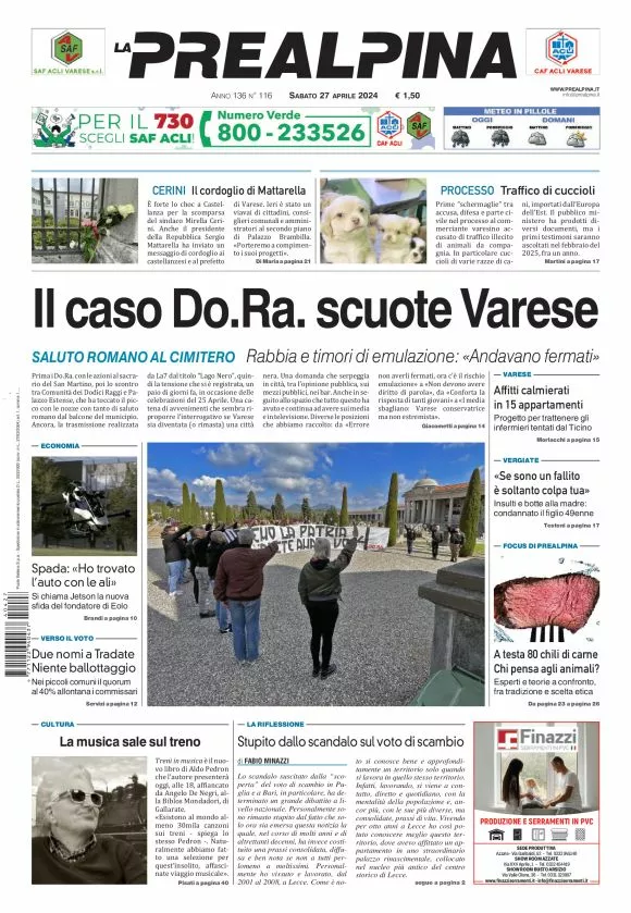 Prima-pagina-la-prealpina-oggi-oggi-edizione-del-2024-04-27