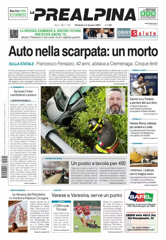 Prima-pagina-la-prealpina-oggi-oggi-edizione-del-2024-05-05