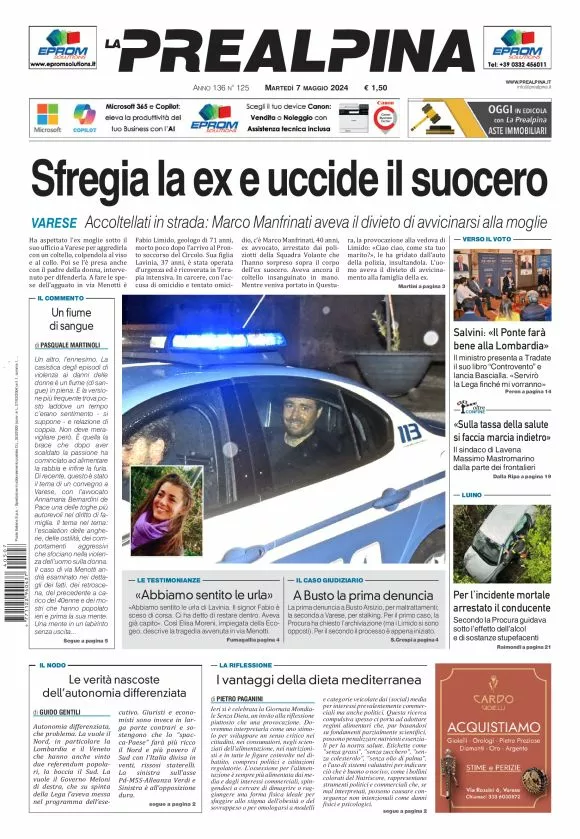 Prima-pagina-la-prealpina-oggi-oggi-edizione-del-2024-05-07