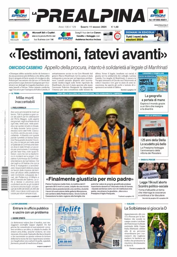 Prima-pagina-la-prealpina-oggi-oggi-edizione-del-2024-05-11