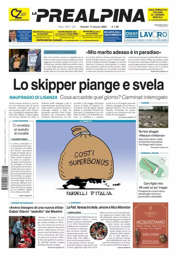 Prima-pagina-la-prealpina-oggi-oggi-edizione-del-2024-05-17