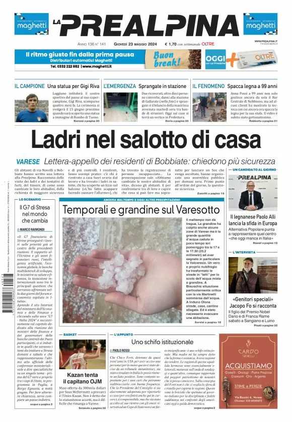 Prima-pagina-la-prealpina-oggi-oggi-edizione-del-2024-05-23