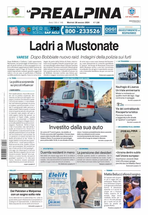 Prima-pagina-la-prealpina-oggi-oggi-edizione-del-2024-05-28