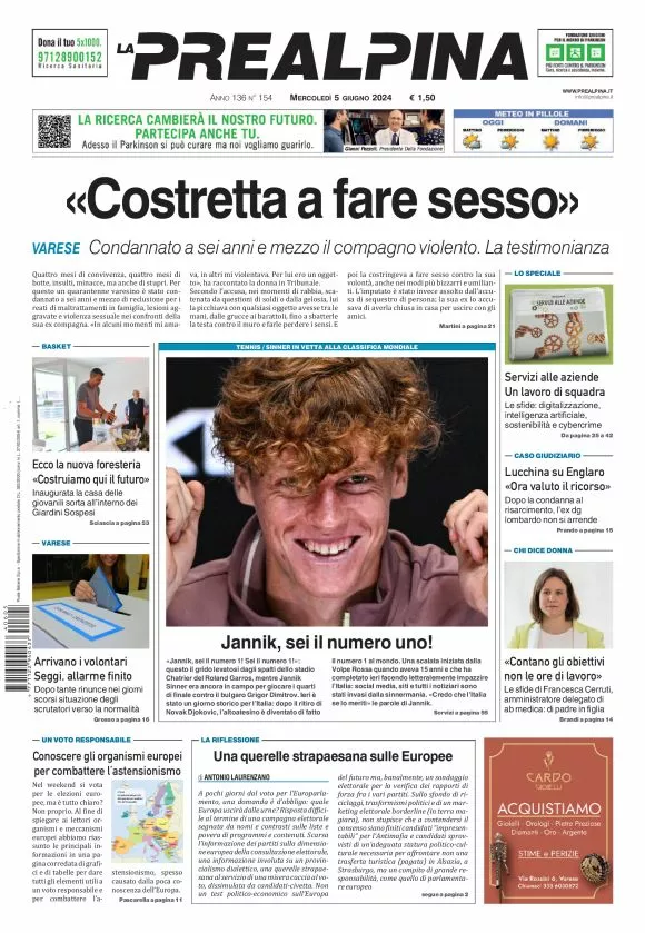 Prima-pagina-la-prealpina-oggi-oggi-edizione-del-2024-06-05