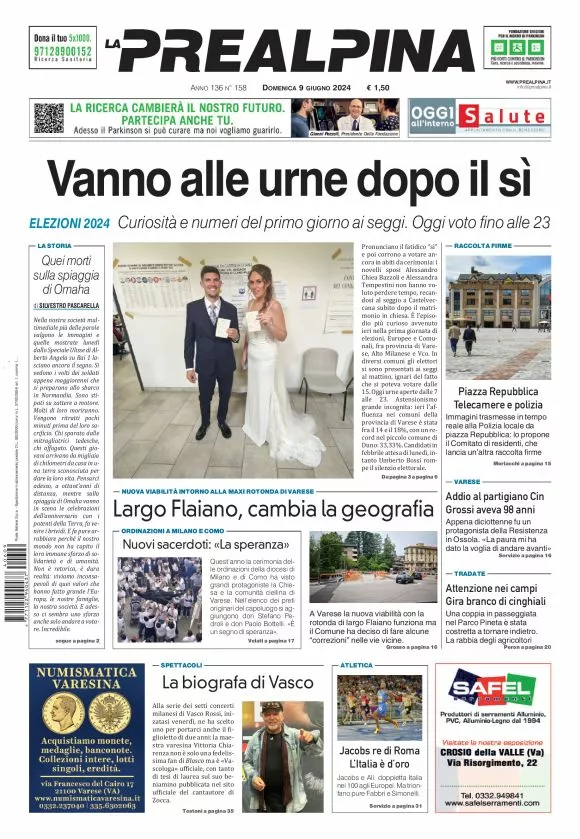 Prima-pagina-la-prealpina-oggi-oggi-edizione-del-2024-06-09