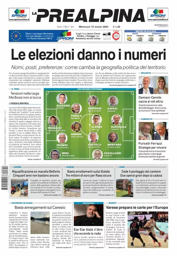 Prima-pagina-la-prealpina-oggi-oggi-edizione-del-2024-06-12