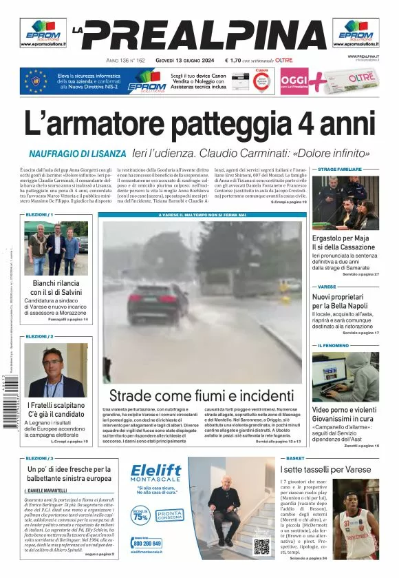 Prima-pagina-la-prealpina-oggi-oggi-edizione-del-2024-06-13