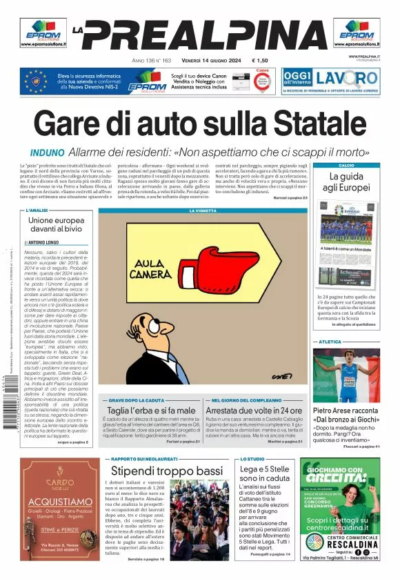 Prima-pagina-la-prealpina-oggi-oggi-edizione-del-2024-06-14