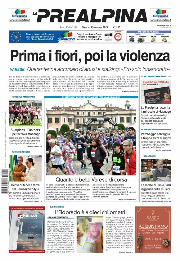 Prima-pagina-la-prealpina-oggi-oggi-edizione-del-2024-06-15