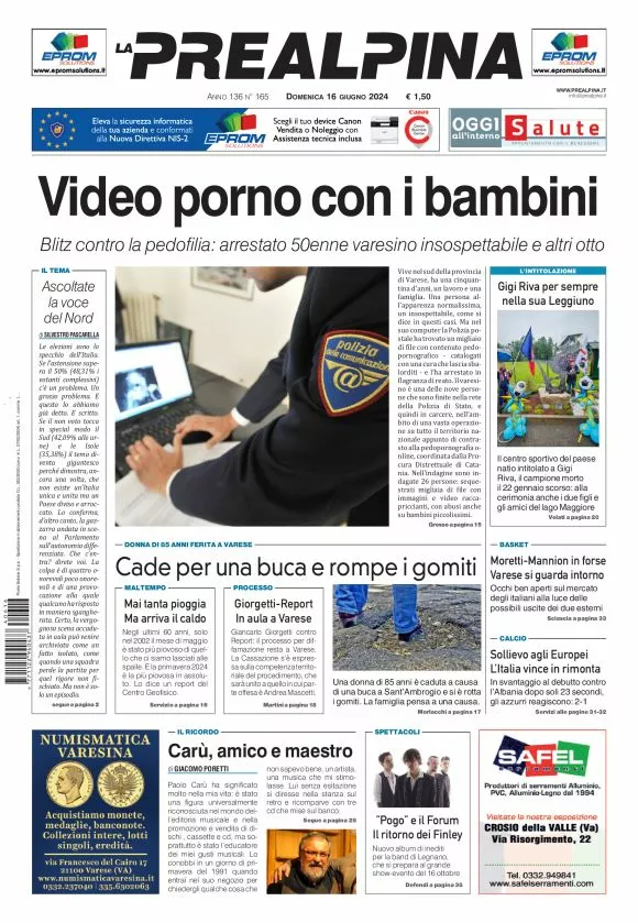 Prima-pagina-la-prealpina-oggi-oggi-edizione-del-2024-06-16