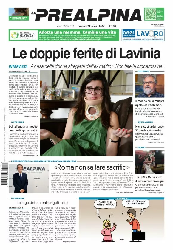 Prima-pagina-la-prealpina-oggi-oggi-edizione-del-2024-06-21