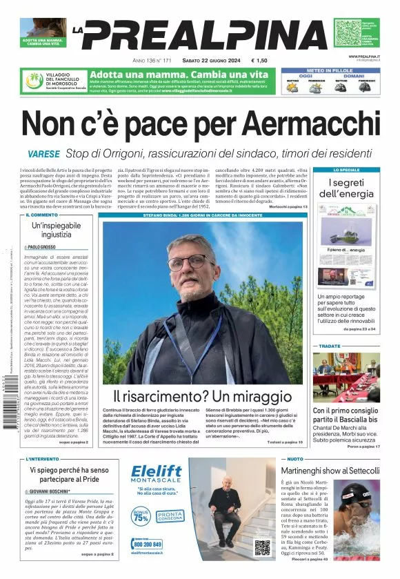 Prima-pagina-la-prealpina-oggi-oggi-edizione-del-2024-06-22