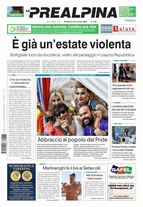 Prima-pagina-la-prealpina-oggi-oggi-edizione-del-2024-06-23