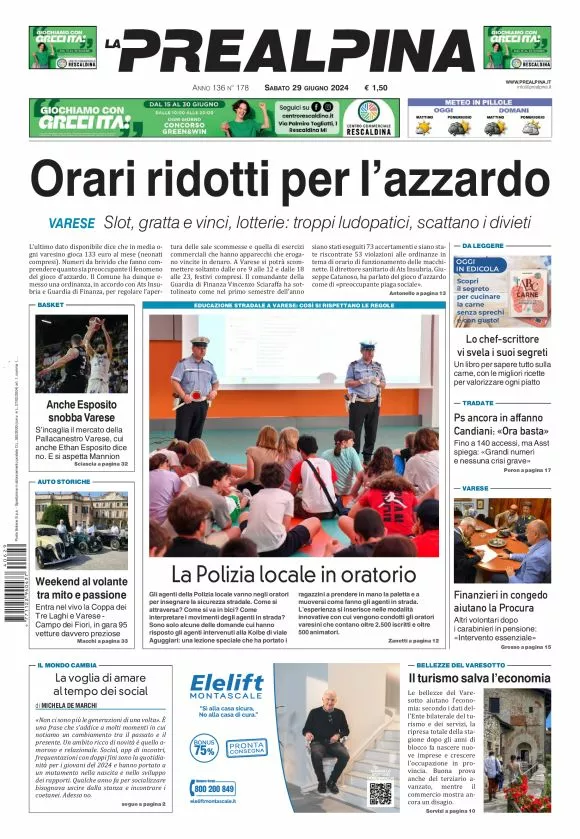 Prima-pagina-la-prealpina-oggi-oggi-edizione-del-2024-06-29