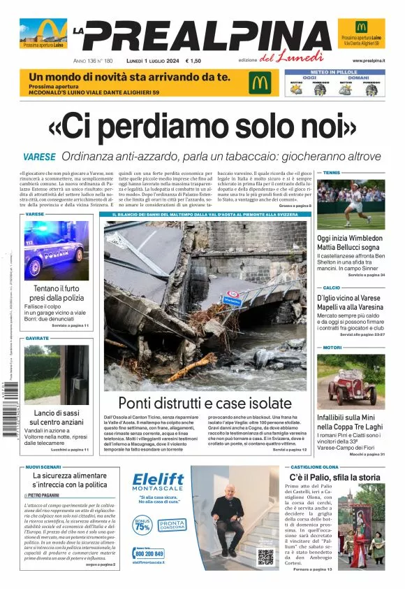 Prima-pagina-la-prealpina-oggi-oggi-edizione-del-2024-07-01