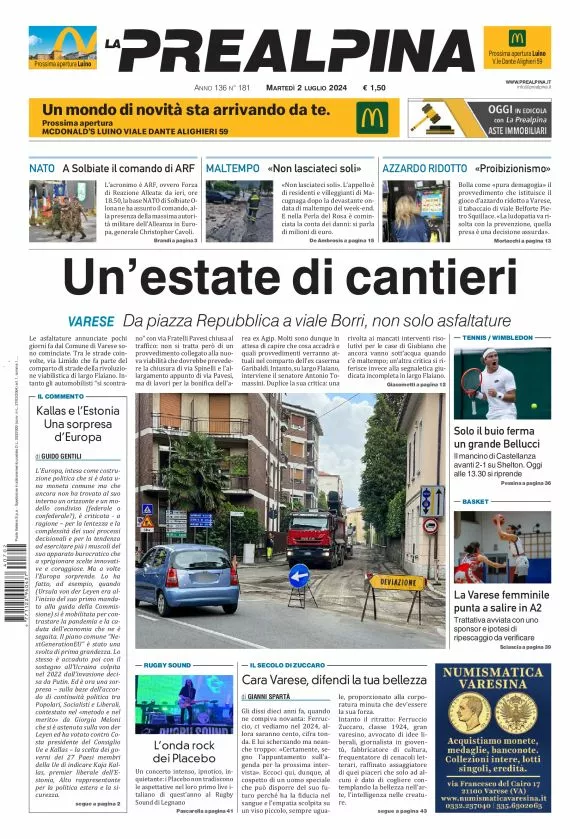 Prima-pagina-la-prealpina-oggi-oggi-edizione-del-2024-07-02