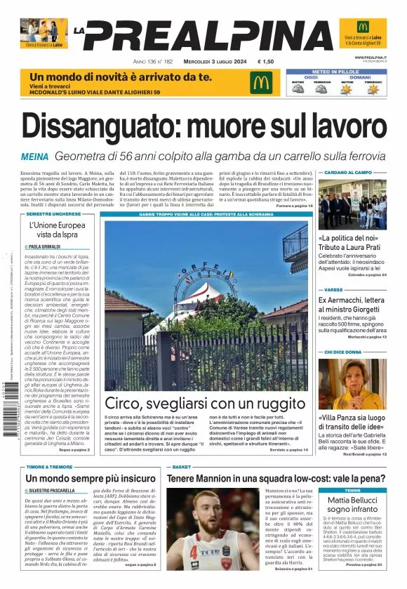 Prima-pagina-la-prealpina-oggi-oggi-edizione-del-2024-07-03