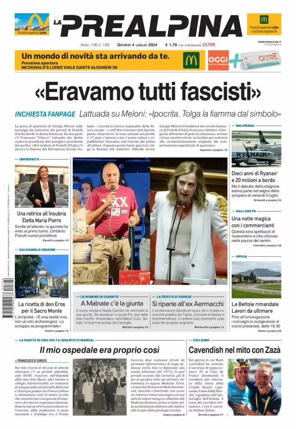 Prima-pagina-la-prealpina-oggi-oggi-edizione-del-2024-07-04