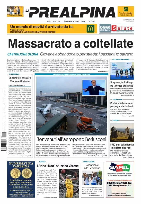 Prima-pagina-la-prealpina-oggi-oggi-edizione-del-2024-07-07