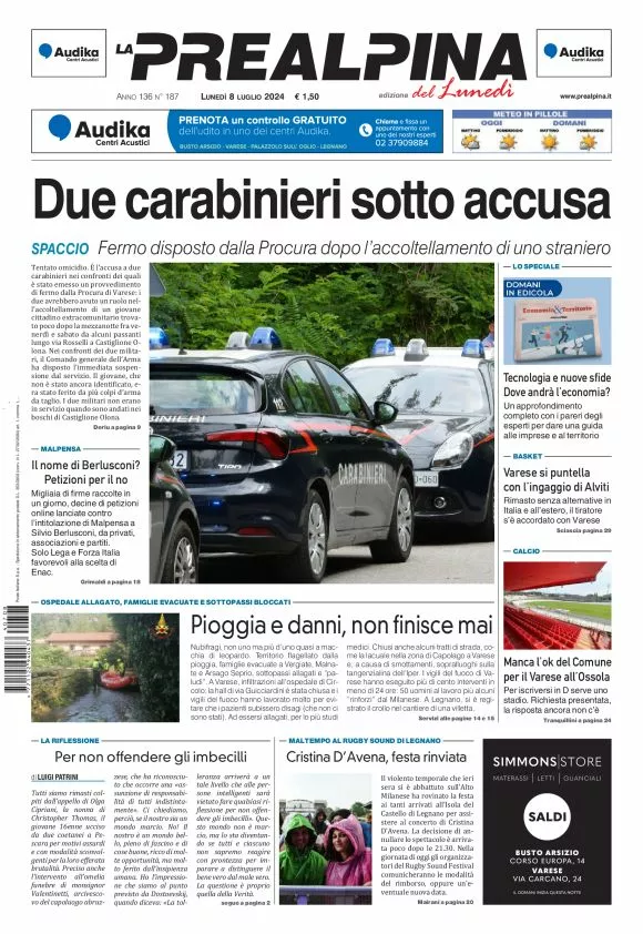 Prima-pagina-la-prealpina-oggi-oggi-edizione-del-2024-07-08