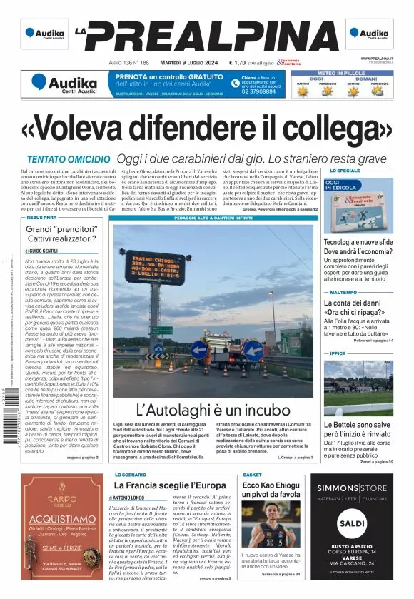 Prima-pagina-la-prealpina-oggi-oggi-edizione-del-2024-07-09