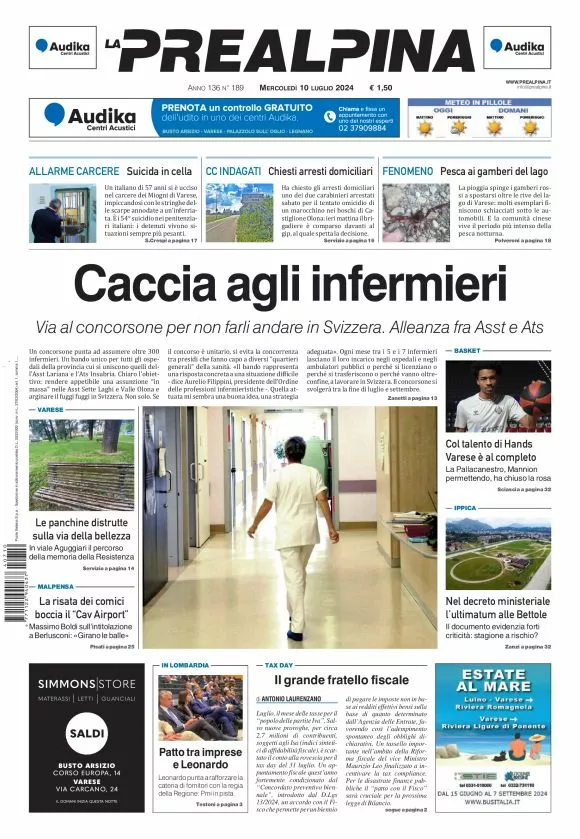 Prima-pagina-la-prealpina-oggi-oggi-edizione-del-2024-07-10