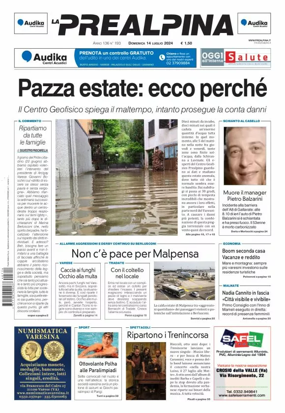 Prima-pagina-la-prealpina-oggi-oggi-edizione-del-2024-07-14