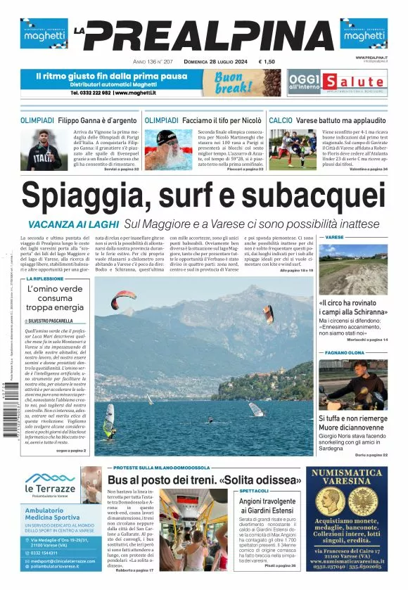 Prima-pagina-la-prealpina-oggi-oggi-edizione-del-2024-07-28