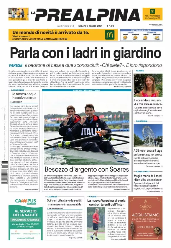 Prima-pagina-la-prealpina-oggi-oggi-edizione-del-2024-08-03