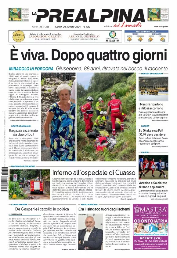 Prima-pagina-la-prealpina-oggi-oggi-edizione-del-2024-08-26