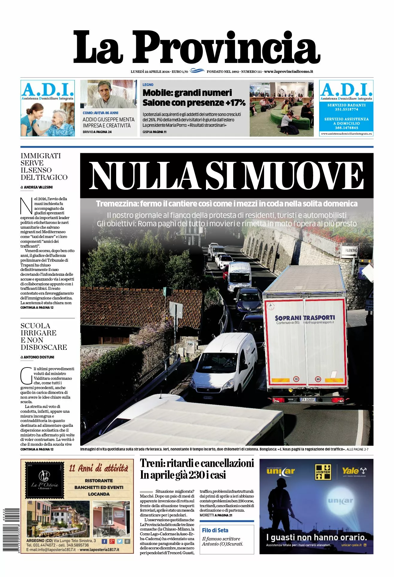 Prima-pagina-la-provincia-oggi-oggi-edizione-del-2024-04-22