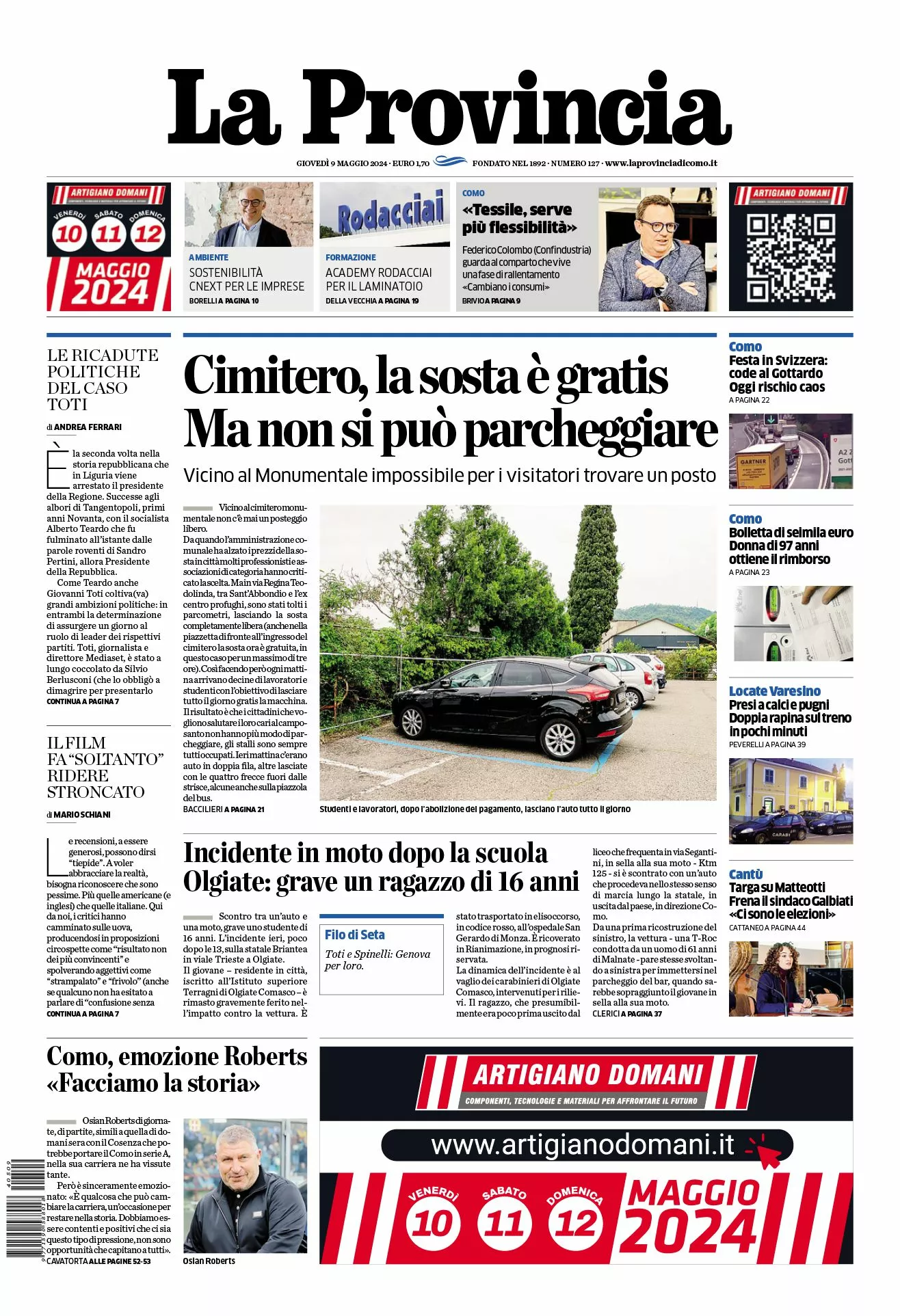 Prima-pagina-la-provincia-oggi-oggi-edizione-del-2024-05-09